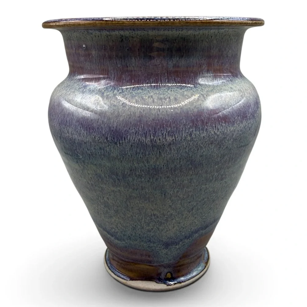 Stephen Bennett Signed Studio Pottery Vase Purple Blue Reactive Glaze 6.5
